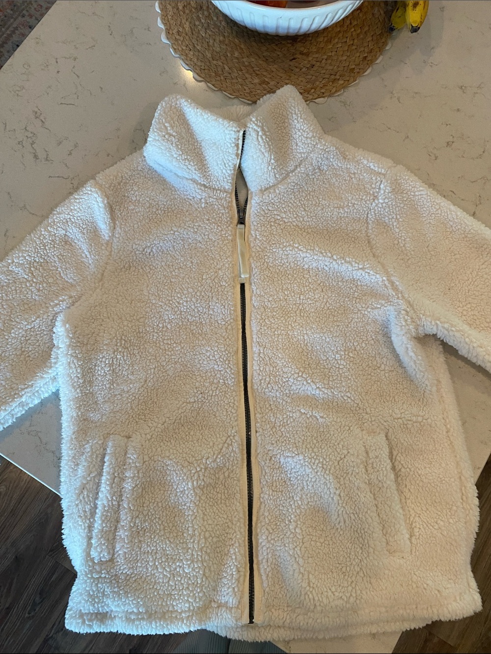 Kids Plush Sherpa Zip Jacket in Cream